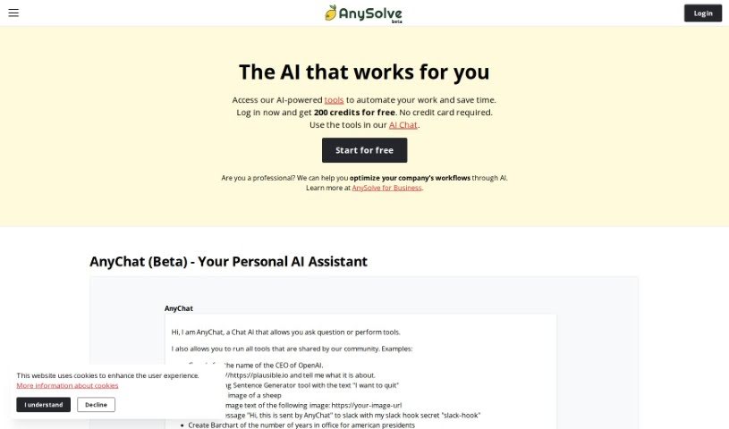 Screenshot of Anysolve AI