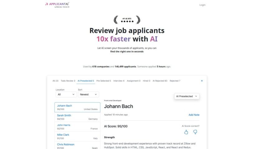 Screenshot of Applicant Ai
