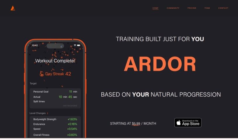 Screenshot of Ardor Fitness