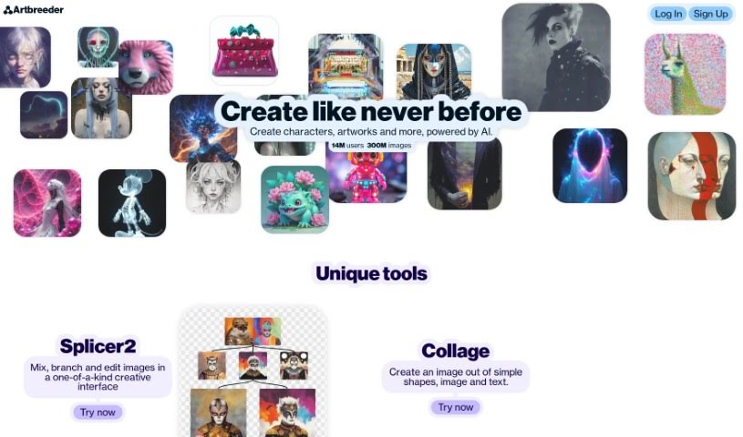 Screenshot of Artbreeder