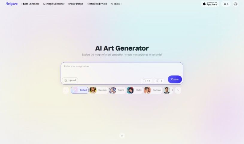 Screenshot of Artguru AI
