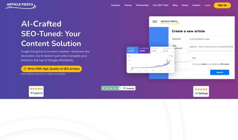 Screenshot of Article Fiesta