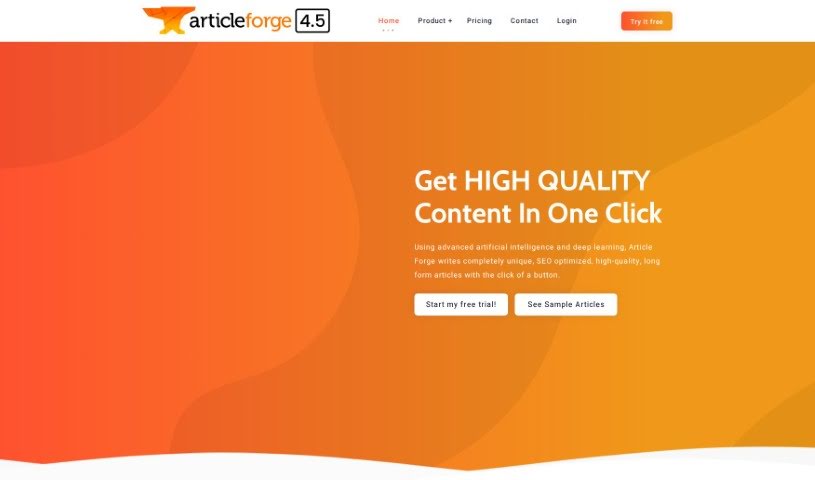 Screenshot of Article Forge