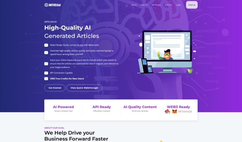 Screenshot of Articleai