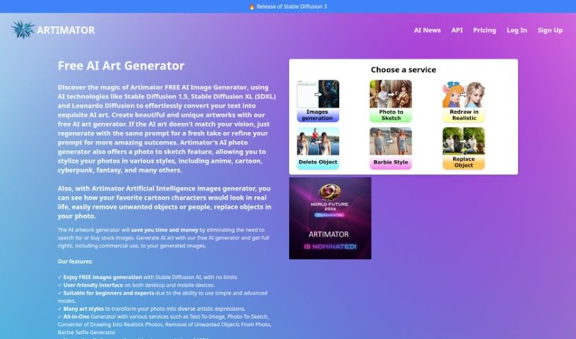 Screenshot of Artimator