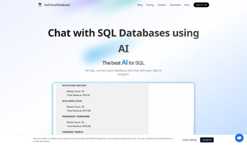 Screenshot of AskYourDatabase