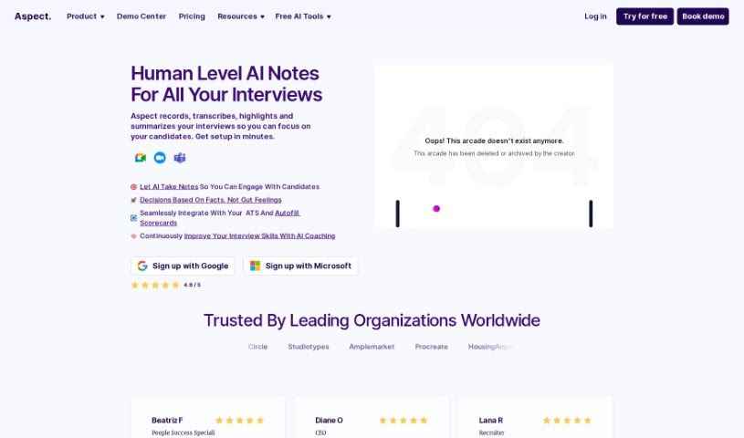 Screenshot of Aspect