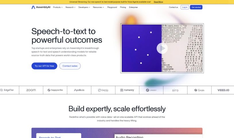 Screenshot of AssemblyAI
