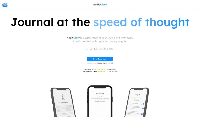 Screenshot of Audio Diary