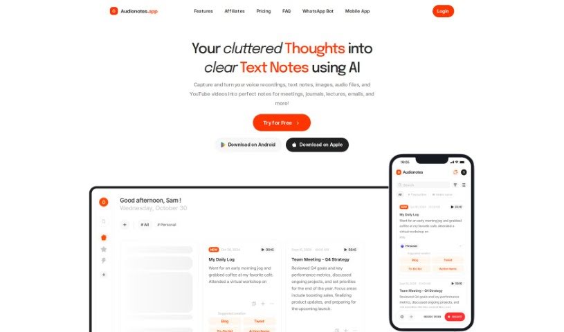 Screenshot of AudioNotes