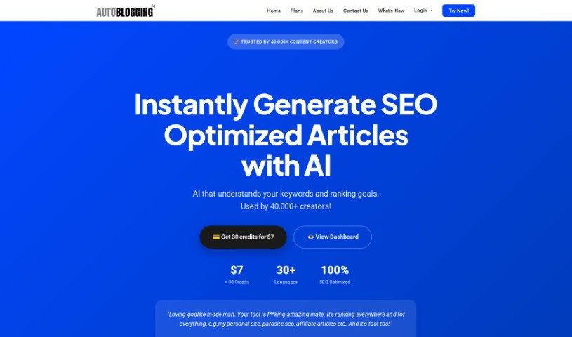 Screenshot of Autoblogging.ai