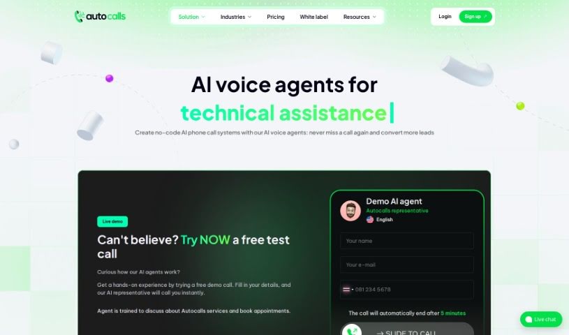 Screenshot of Autocalls