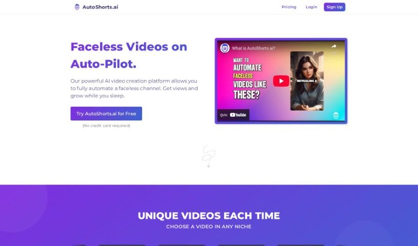 Screenshot of Autoshorts.ai