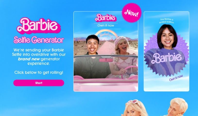 Screenshot of Barbie Selfie Generator