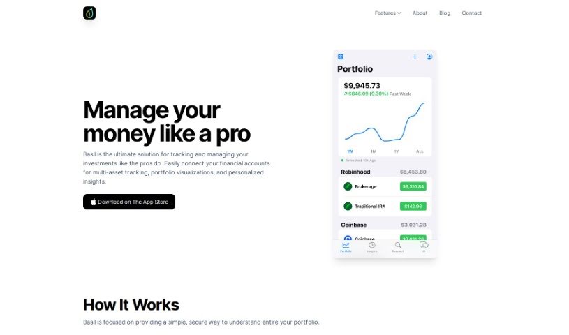 Screenshot of Basil Finance AI