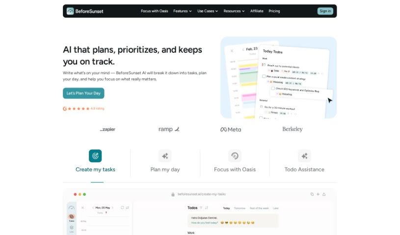 Screenshot of BeforeSunset AI