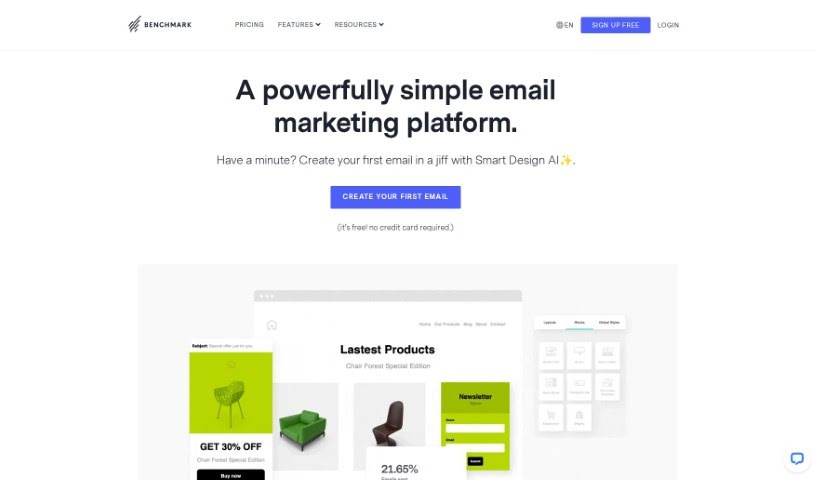 Screenshot of Benchmark Email