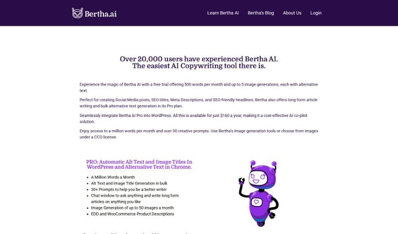Screenshot of Bertha.ai