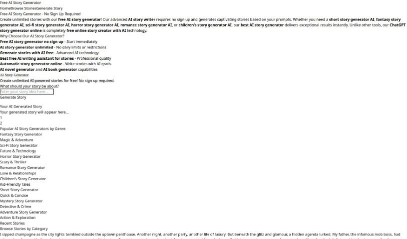 Screenshot of Best Free AI Story Generator