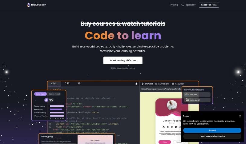 Screenshot of Bigdevsoon