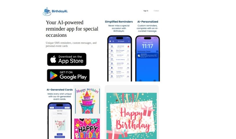 Screenshot of Birthdayai