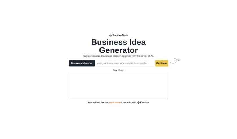 Screenshot of Bizideas AI