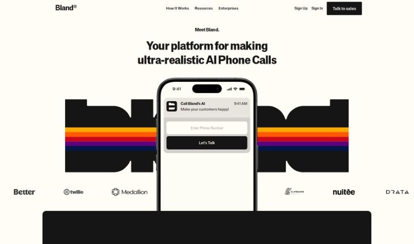 Screenshot of Bland AI