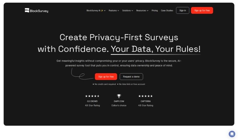 Screenshot of BlockSurvey