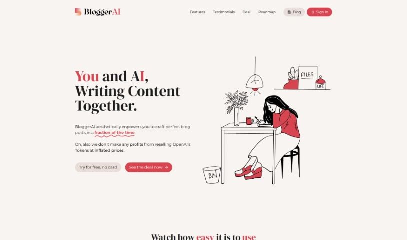Screenshot of BloggerAI