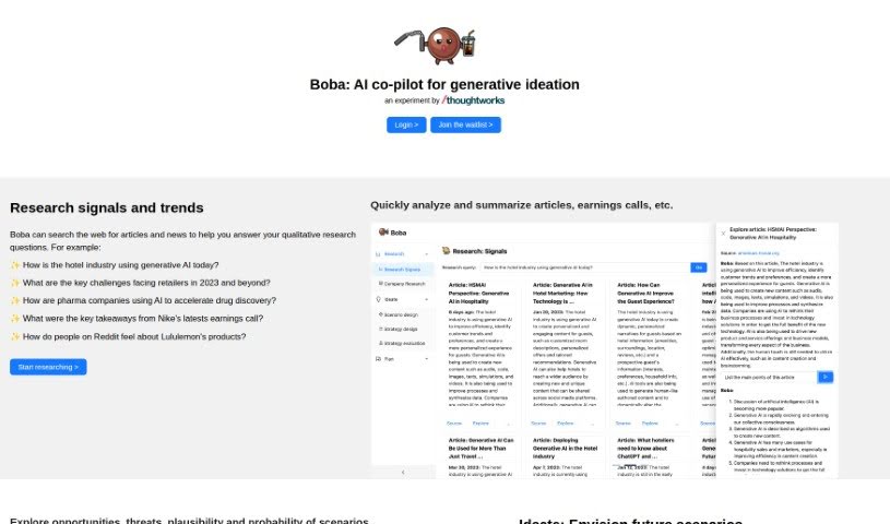 Screenshot of Boba: AI