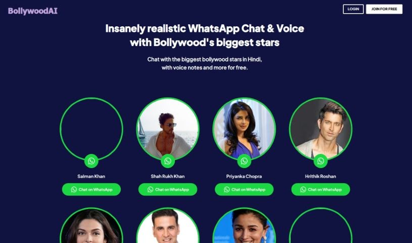 Screenshot of BollywoodAI