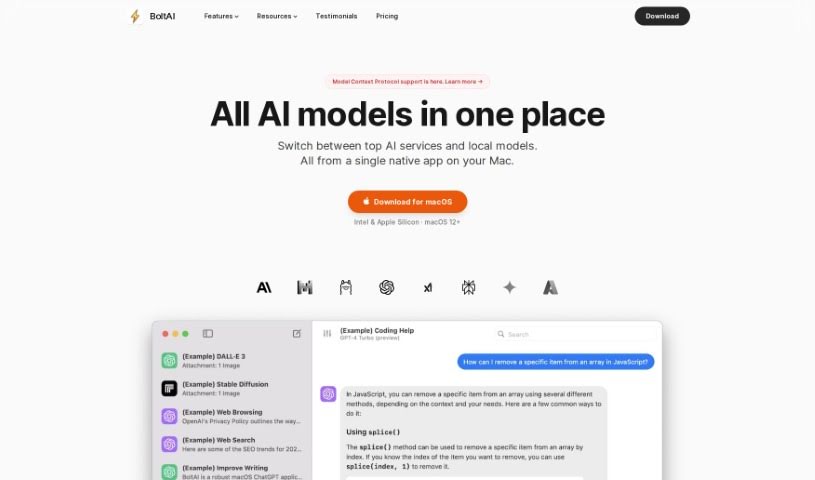 Screenshot of BoltAI