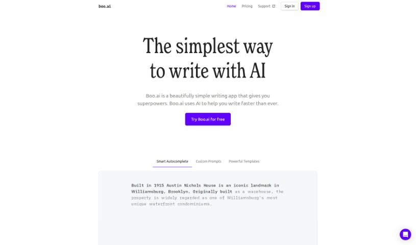 Screenshot of Boo Ai