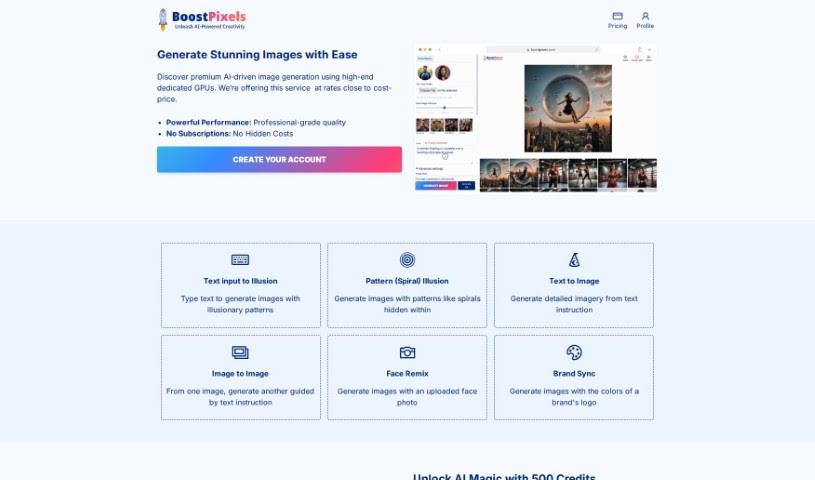 Screenshot of BoostPixels