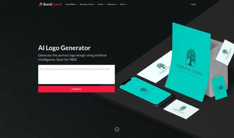 Screenshot of BrandCrowd AI Logo Generator