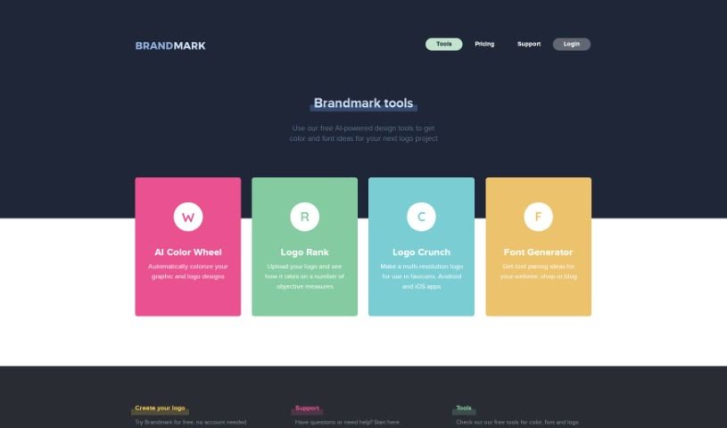 Screenshot of Brandmark Tools