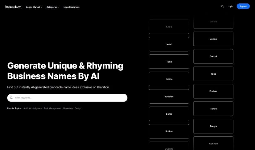 Screenshot of Branition Business Name Generator