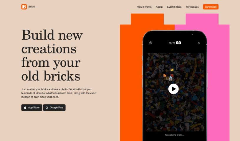 Screenshot of Brickit App