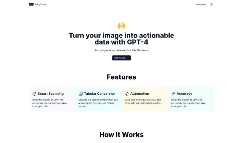 Screenshot of Bringtable