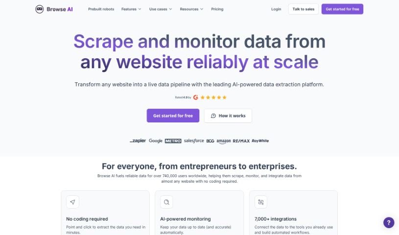 Screenshot of Browse AI