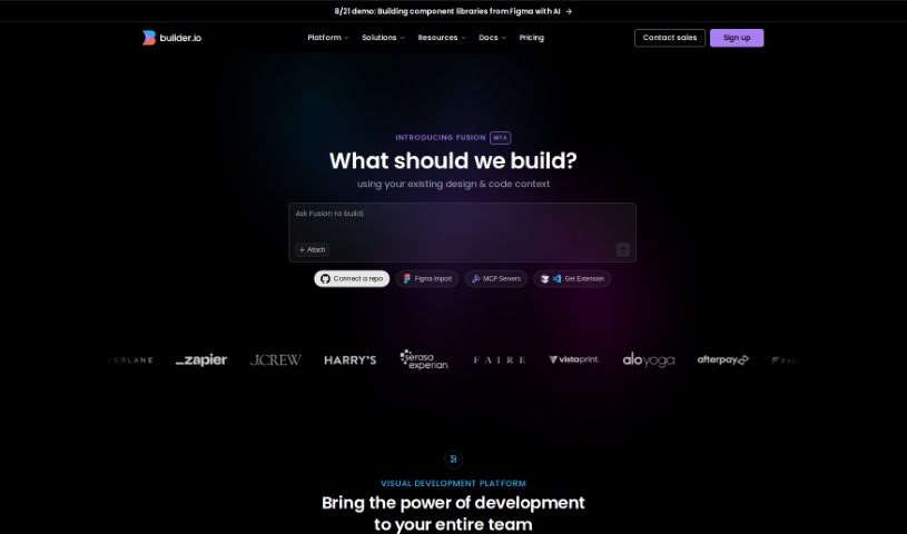 Screenshot of Builder.io