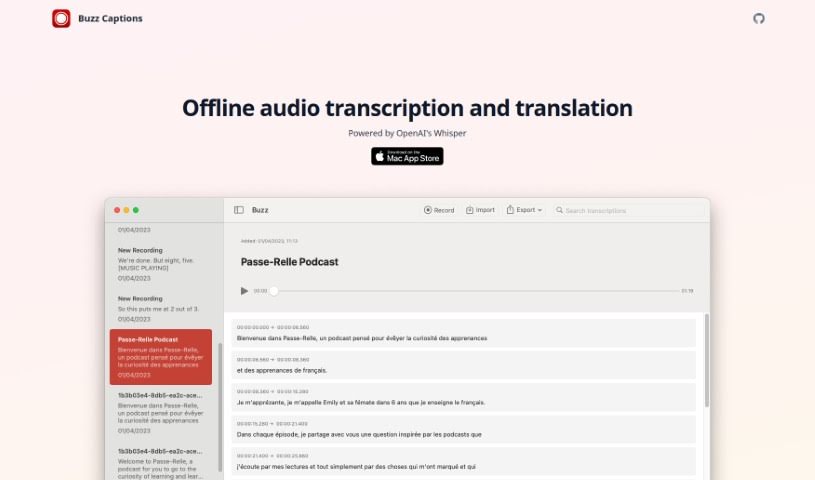 Screenshot of Buzz Captions