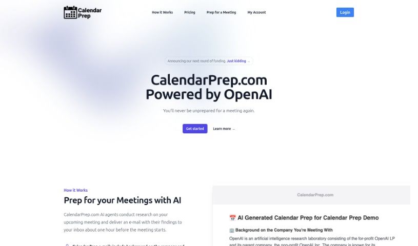 Screenshot of Calendar Prep