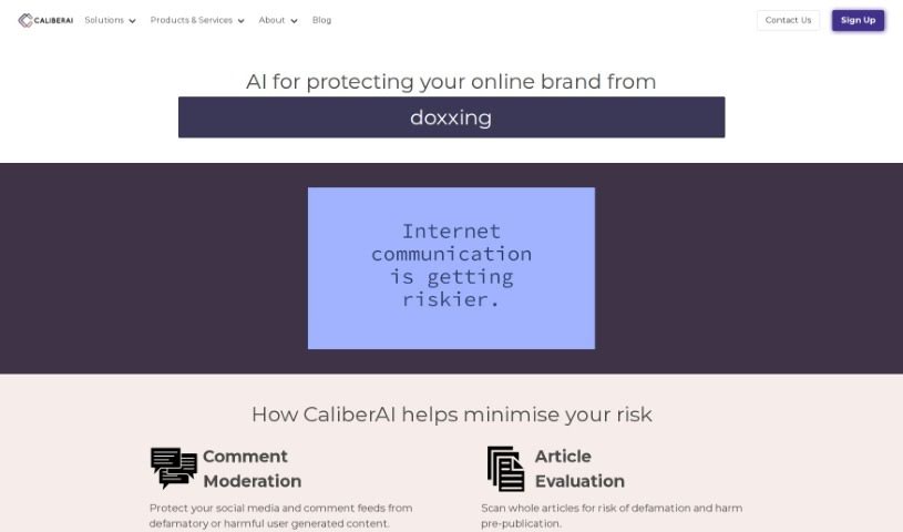 Screenshot of CaliberAI
