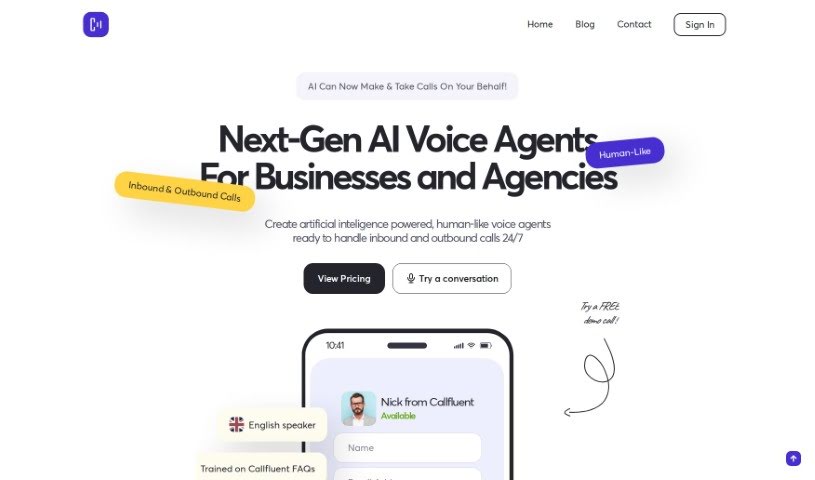 Screenshot of CallFluent AI