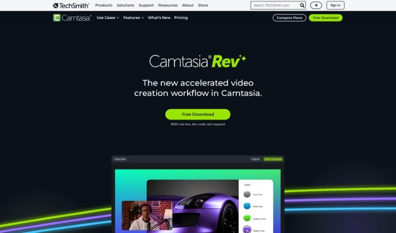 Screenshot of Camtasia Rev