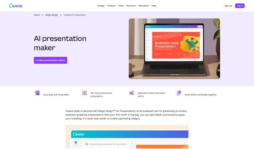 Screenshot of Canva AI Presentation Maker