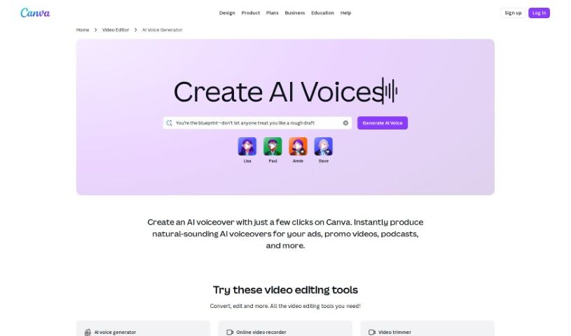 Screenshot of Canva AI Voice Generator