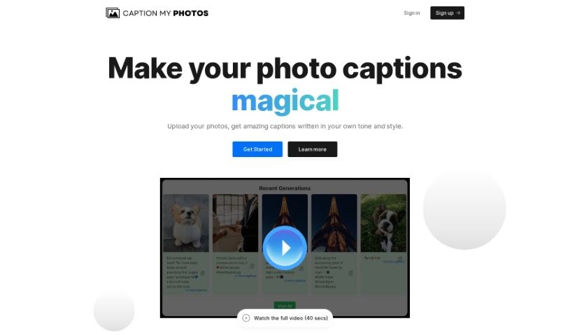 Screenshot of Caption My Photos