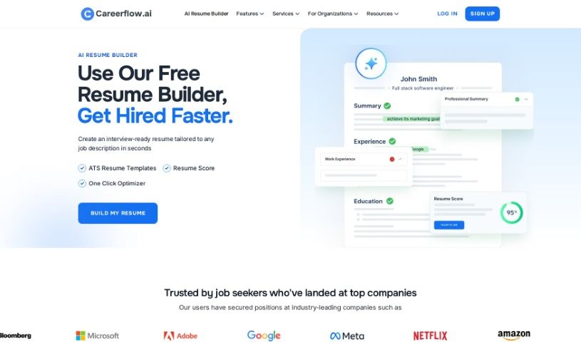 Screenshot of Careerflow Resume Builder